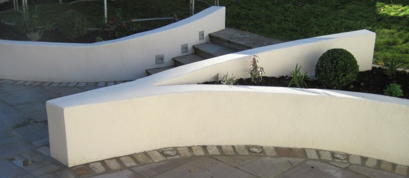 Curved Rendered Garden Walls